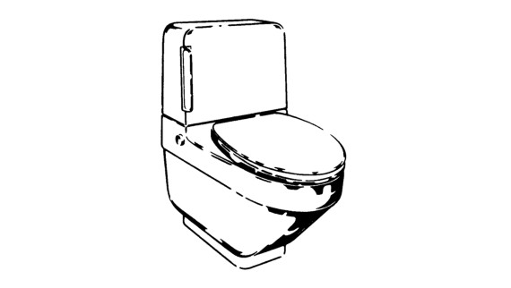 Skizze von erstem Geberit Dusch-WC Geberit-o-Mat