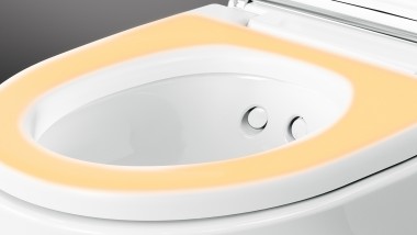 Chauffage de lunette de WC par le WCdouche Geberit AquaClean Mera Comfort