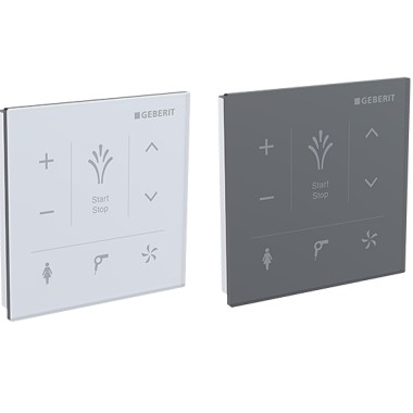 Wall-mounted control panel in black and white for Geberit AquaClean Sela
