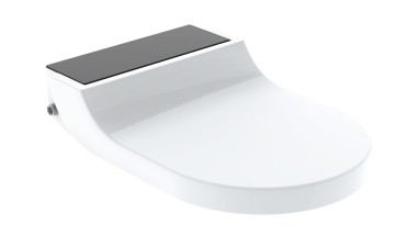 Siège adaptable pour WC-douche AquaClean Tuma Comfort avec plaque de finition design en verre noir